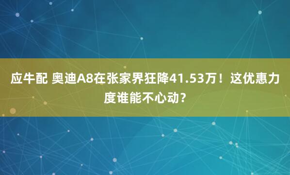 应牛配 奥迪A8在张家界狂降41.53万！这优惠力度谁能不心动？