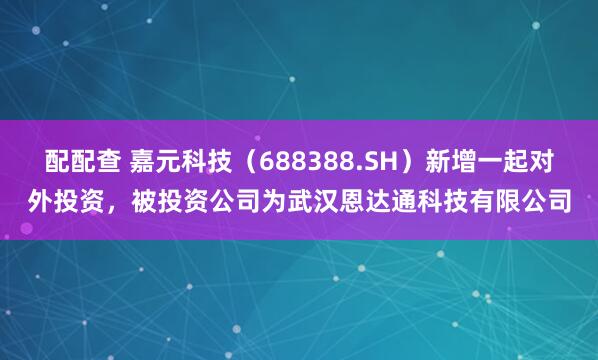 配配查 嘉元科技(688388.SH)新增一起对外投资,被投资公司为武汉恩达通科技有限公司